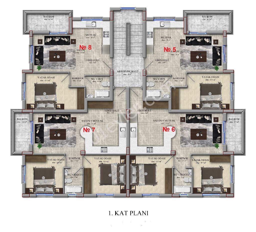 ALSANCAK MELIS SITE APARTMENTS FOR SALE 2+1 ** 