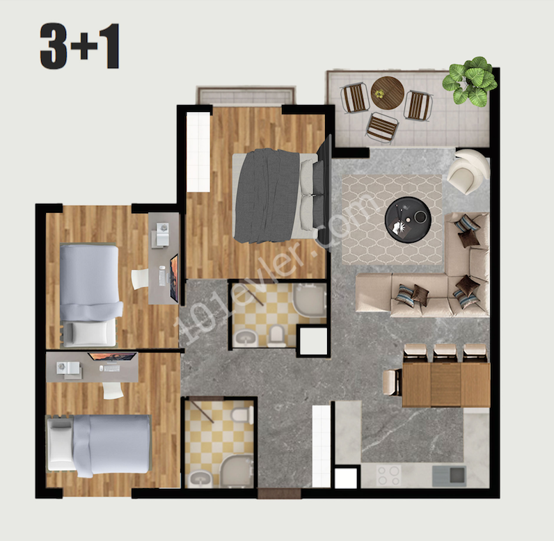 THE DEED IS READY! READY TO MOVE IMMEDIATELY ON THE SITE, 3 + 1 WITH A LARGE BALCONY, GREEN AREA ON THE FRONT, MADE IN TURKISH **  ** 