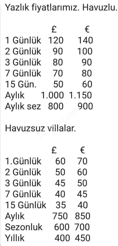 Girne Karşıyaka'da 3+1 Günlük Kiralık Villa 120 STG