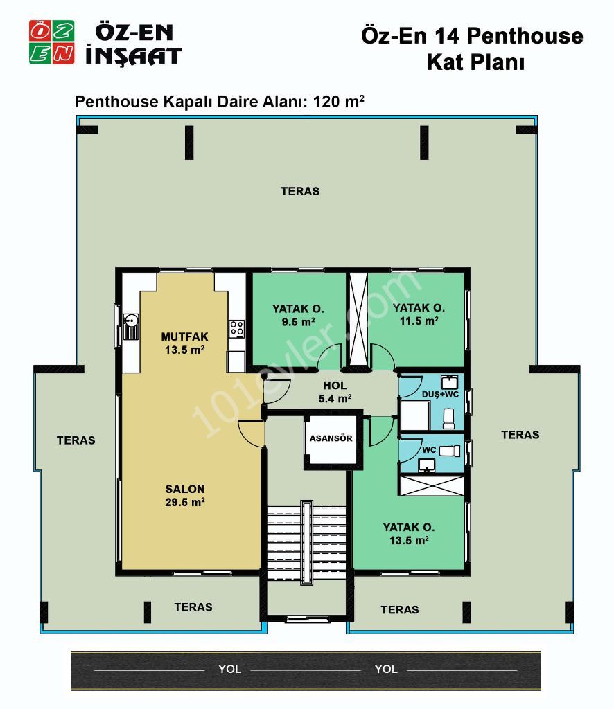 Girne Merkezde 3+1 Penthouse