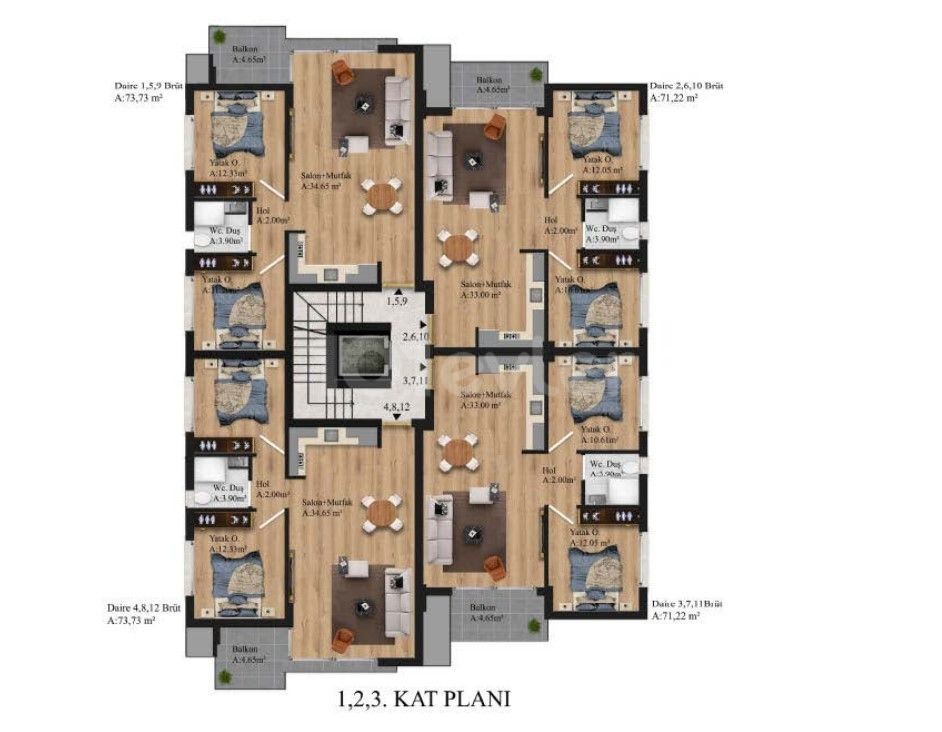 Zu verkaufen Wohnung 2+1 in Girne Merkez