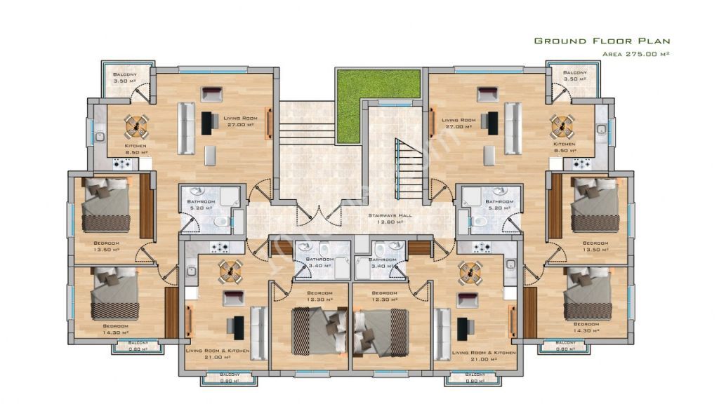 Lapta'da dağ ve deniz manzaralı eşdeğer tapulu lüks 2+1 daireler ( Teslim tarihi Haziran 2018 )