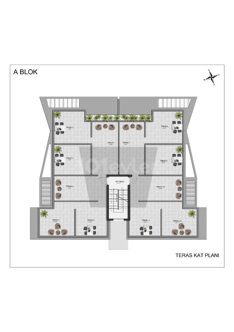 Girne Alsancak'ta 2+1 Çatı Teraslı Daire