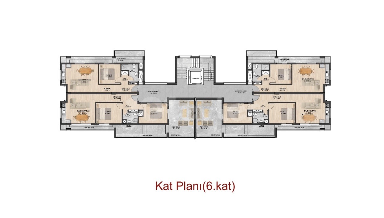 Girne Merkezde Satılık 2+1 Lüx Residence Daireler 