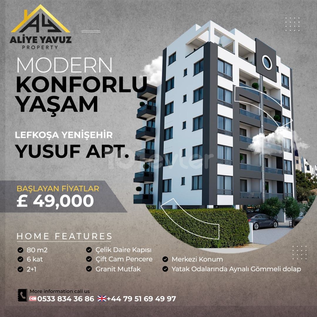 Lefkoşa Yenişehir'de Satılık yeni apartman daireleri