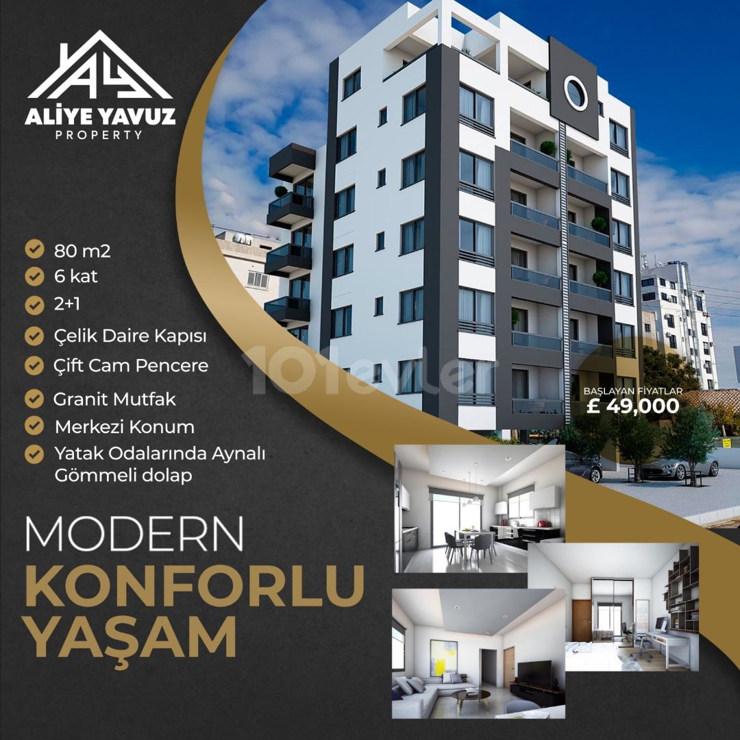 Lefkoşa Yenişehir'de Satılık yeni apartman daireleri