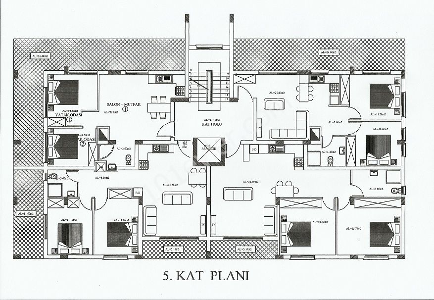 Girne merkezde satılık şömineli ve jakuzili penthouse  daire