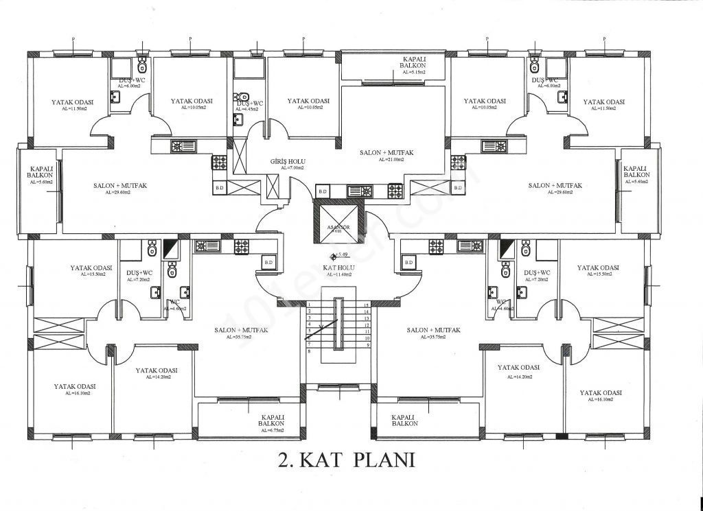 Girne merkezde satılık şömineli ve jakuzili penthouse  daire