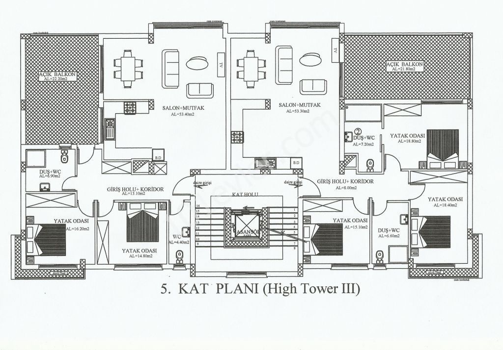 Girne merkezde satılık geniş 3+1  penthouse