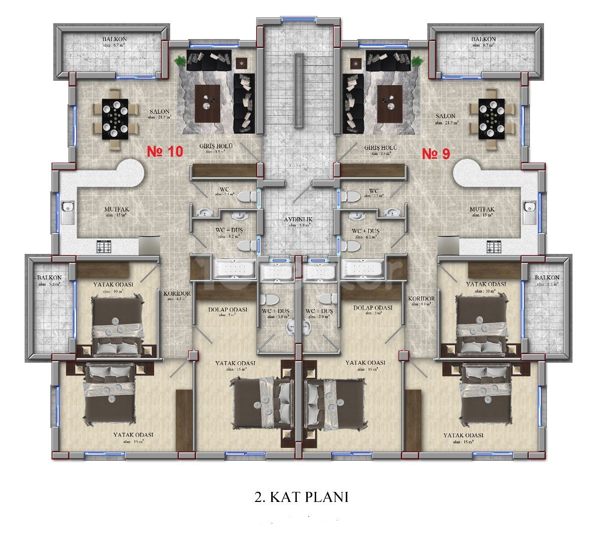 1+1 Wohnung mit Pool zum Verkauf in Alsancakta ** 