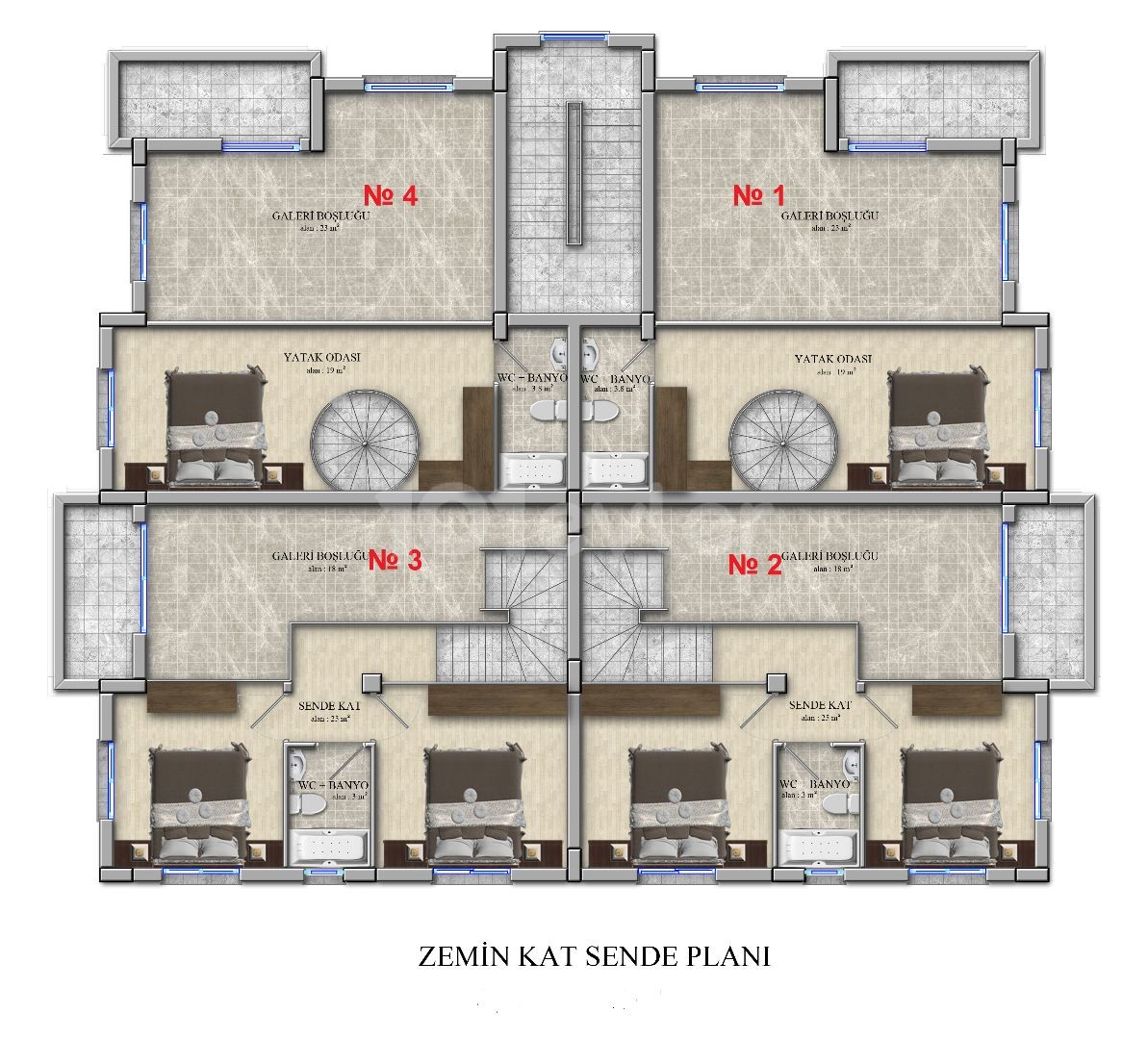 1+1 Wohnung mit Pool zum Verkauf in Alsancakta ** 