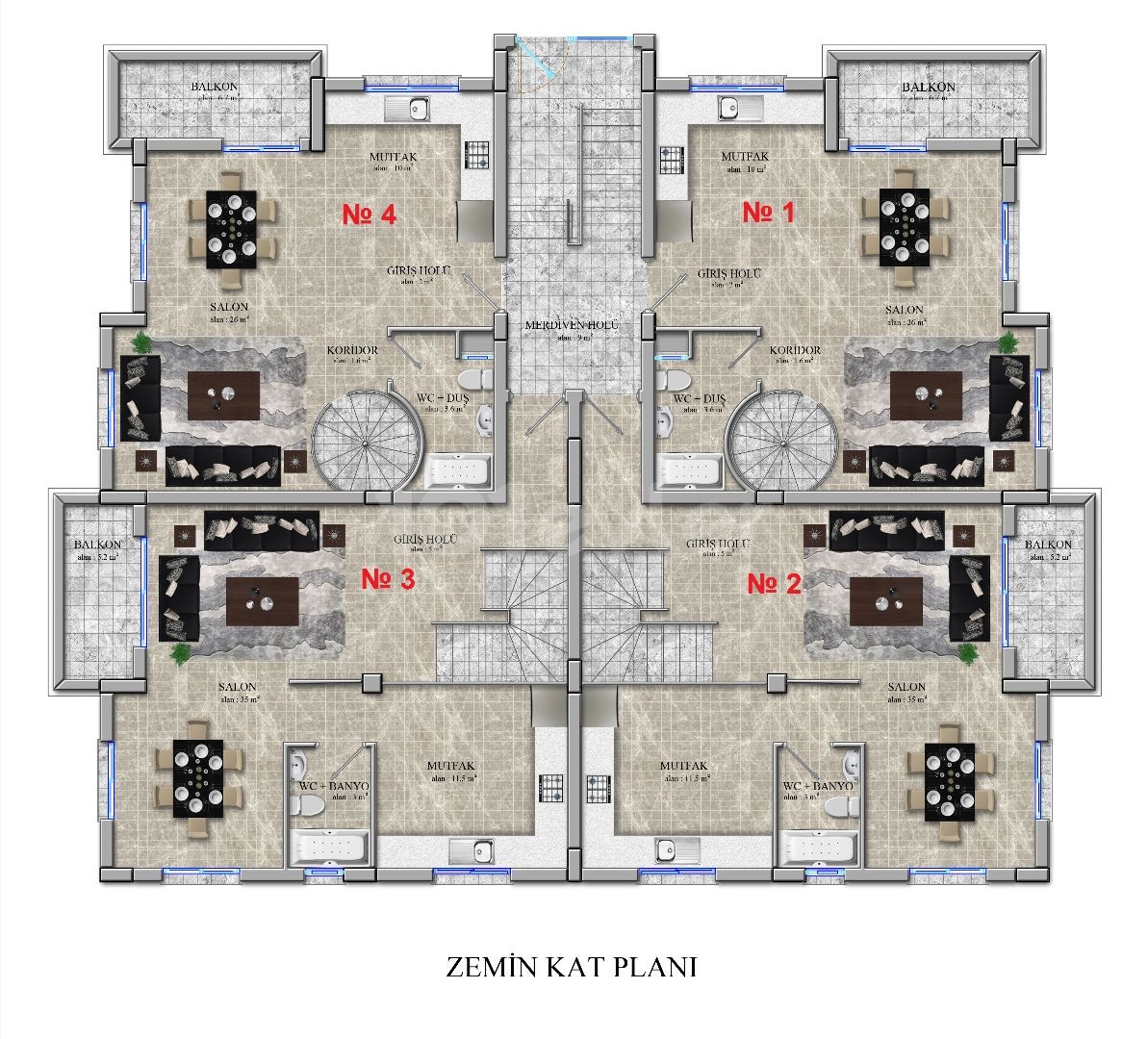 1+1 Wohnung mit Pool zum Verkauf in Alsancakta ** 