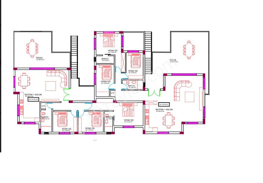 Lefkoşa Gönyeli de 3+1, 110 m2, Turk kocanlı satılık daireler