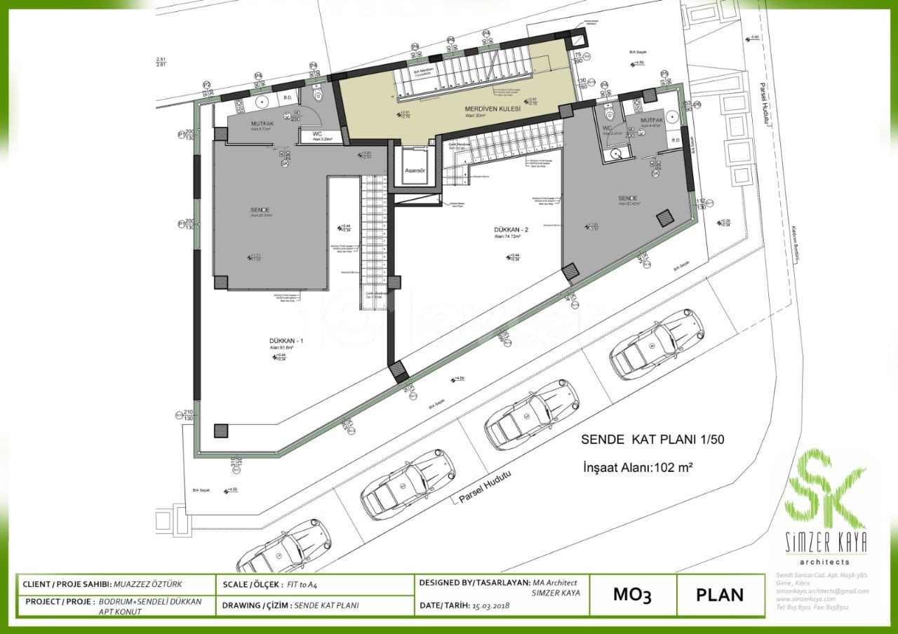 A land plot for sale with a project of a Decommissioned apartment and a shop on the highway as well as sushico in the center of Kyrenia ** 