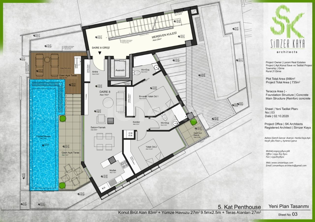 A land plot for sale with a project of a Decommissioned apartment and a shop on the highway as well as sushico in the center of Kyrenia ** 