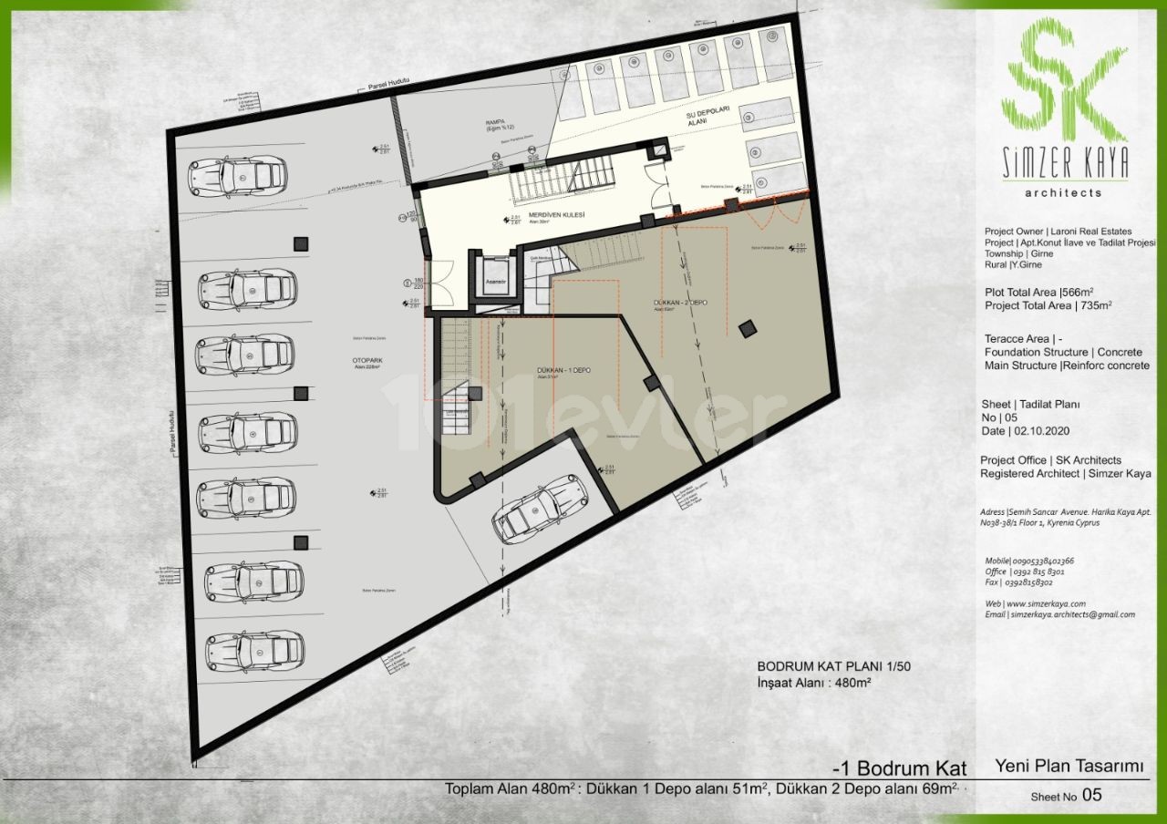 A land plot for sale with a project of a Decommissioned apartment and a shop on the highway as well as sushico in the center of Kyrenia ** 