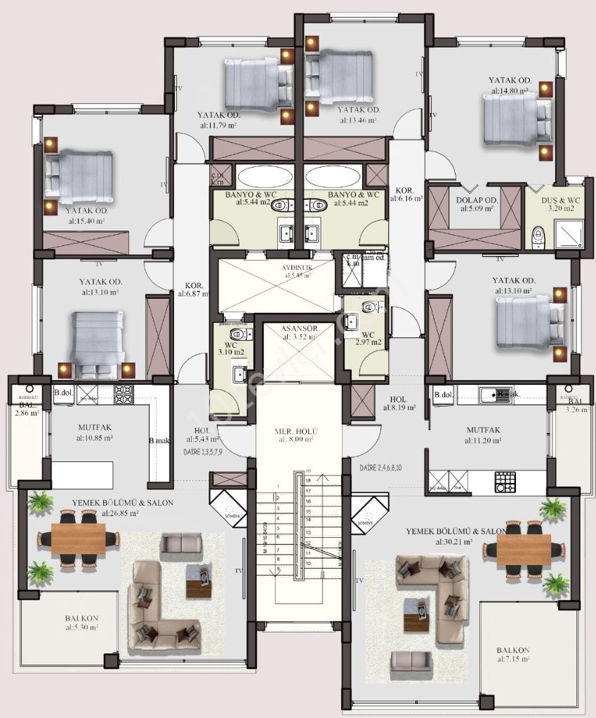 Nicosia Dereboyu 3+1 Luxury Apartments ** 