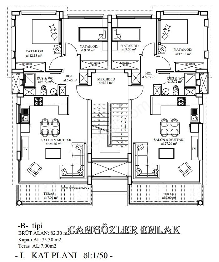 Girne Alsancak 2+1 Daireler Denize yürüme mesafesi