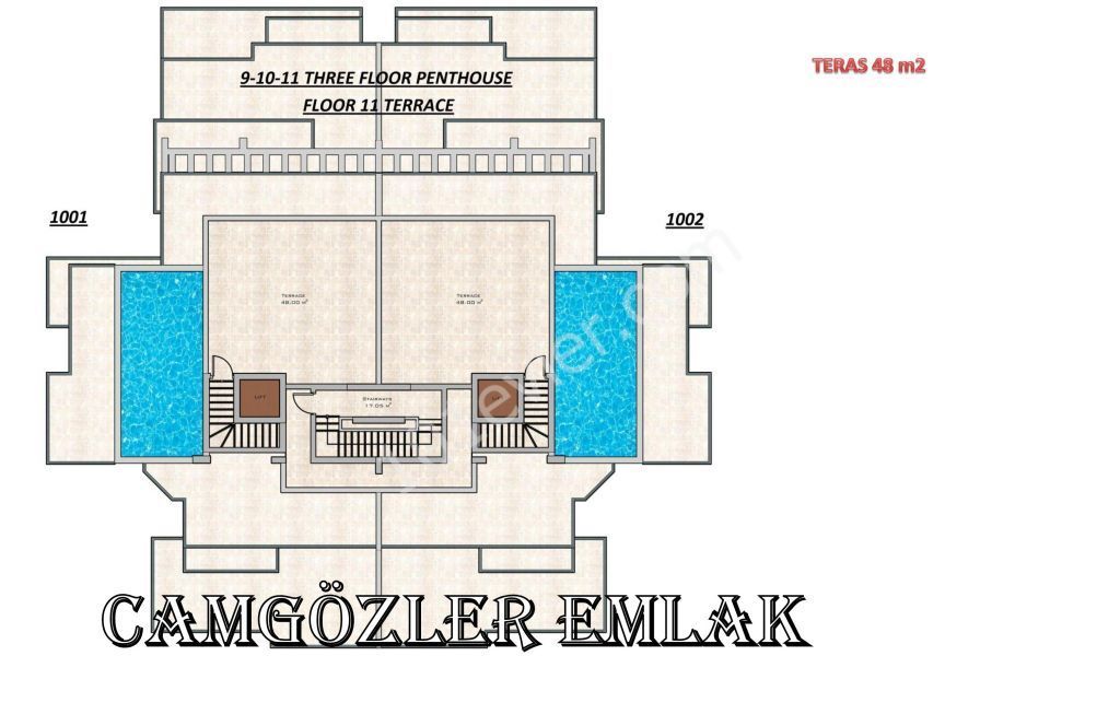 Girne Merkez 2+1 süper lüks daireler Türk malı