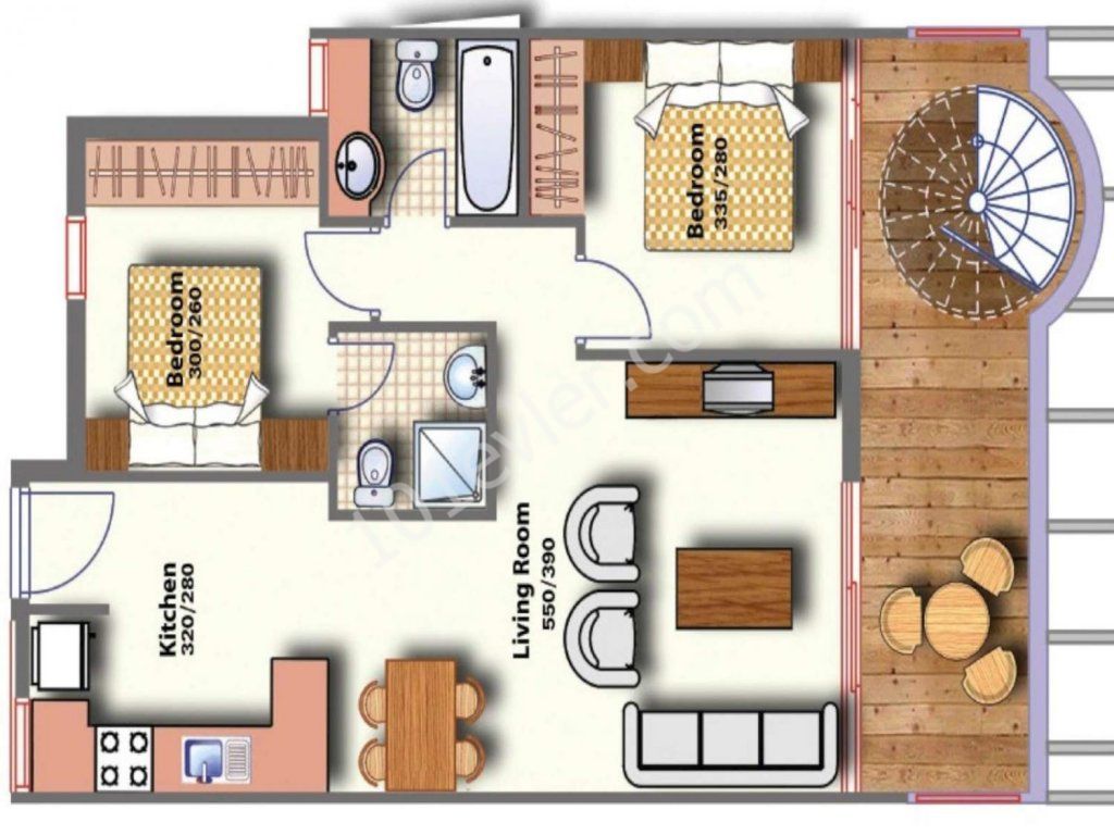 Girne - Bahceli  Satilik 2 + 1 Apartman 