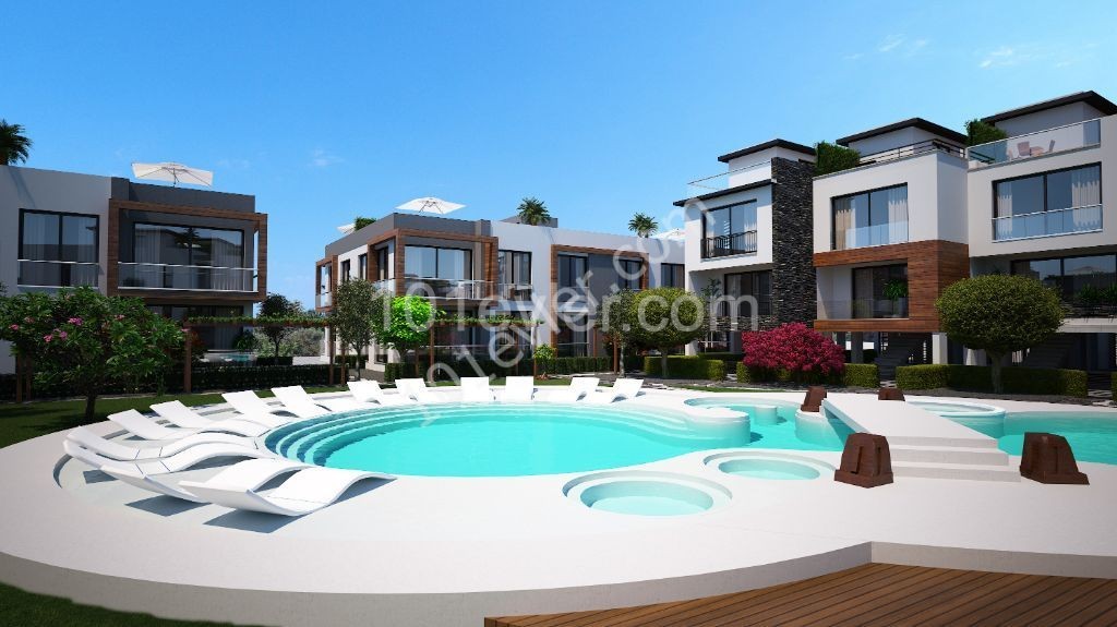 Girne Zeytinlik 3 min to drive center,91 m2 flats with a communal pool .