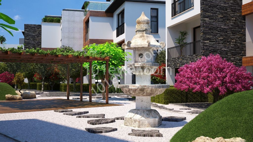 Girne Zeytinlik 3 min to drive center,91 m2 flats with a communal pool .