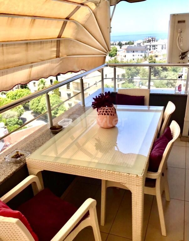 High-rise apartment with mountain and sea views in Kyrenia double wc, 135m2, shared pool.Fully Furnished. 