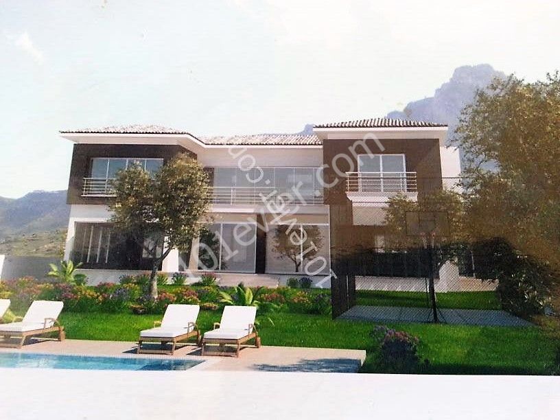 Bellapais , 4+1 müstakil, 320 m2 iç alan,bahçeli(1.5 dönüm,2000 m2) %95 bitmiş,anahtar teslim verilecek..