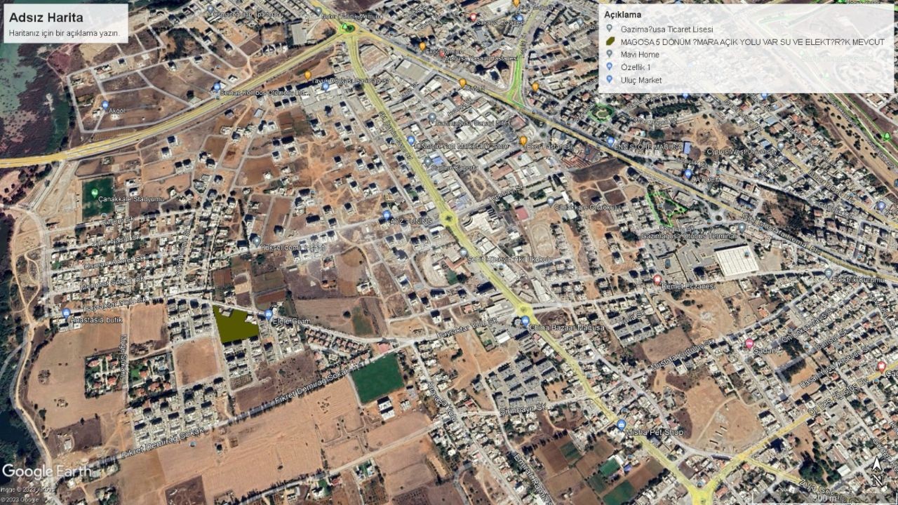 فروش زمین MAGOSA ÇANAKALEDE 5684 M2 با چشم انداز عالی مناسب برای ساختمان یا مسکن