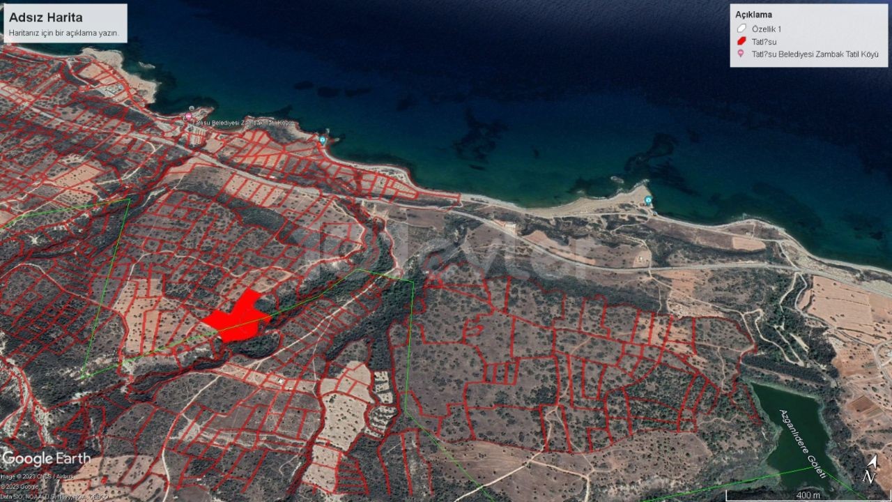 ЗЕМЛЯ НА ПРОДАЖУ С ВИДОМ НА ГОРЫ И МОРЕ В РАЙОНЕ КУРОРТНОГО ПОСЕЛКА ЛИЛИЯ В ТАТЛИСУДЕ С ДОРОГОЙ, ОТКРЫТОЙ ДЛЯ ЗАСТРОЙКИ ADM AKIN 05338314949