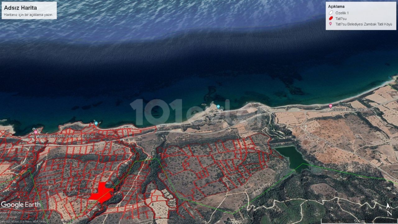 فروش زمین ما با چشم انداز کوه و دریا جاده باز برای فروش در روستای تعطیلات تاتلیسودا زامبک ADM AKIN 05338314949