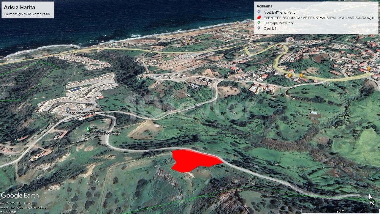 ESENTEPEDE 6639M2 WITH MOUNTAIN AND SEA VIEW 6639M2 FOR SALE IN THE SITE AREA OPEN TO DEVELOPMENT AND WITH ROAD Adem Akın 0533 831 49 49 49