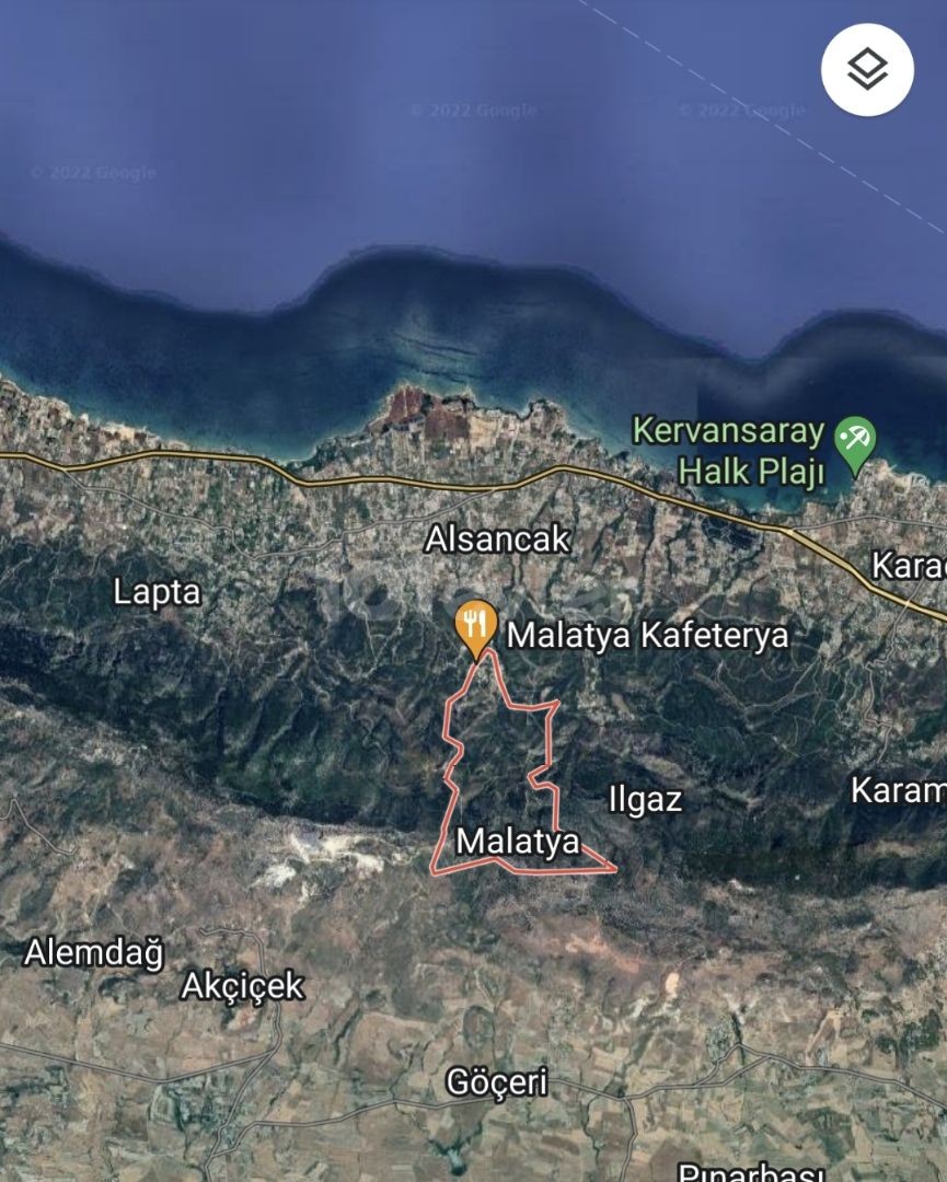 Girne,Alsancak | Önü Kesilmez Deniz ve Dağ Manzaralı| Satılık 1200m2 Arazi|