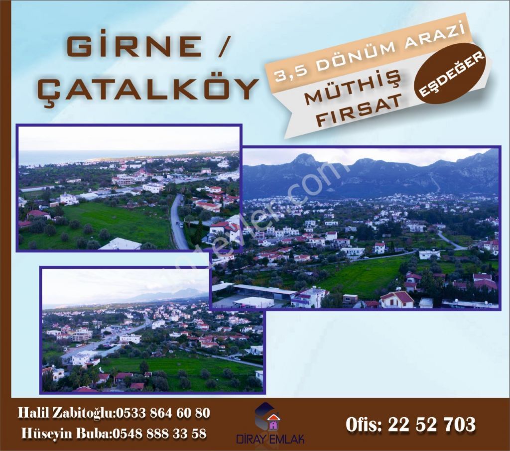 Çatalköy'de anayola yakın site yapmaya müsait 3.5 dönüm yolu olan arazi.