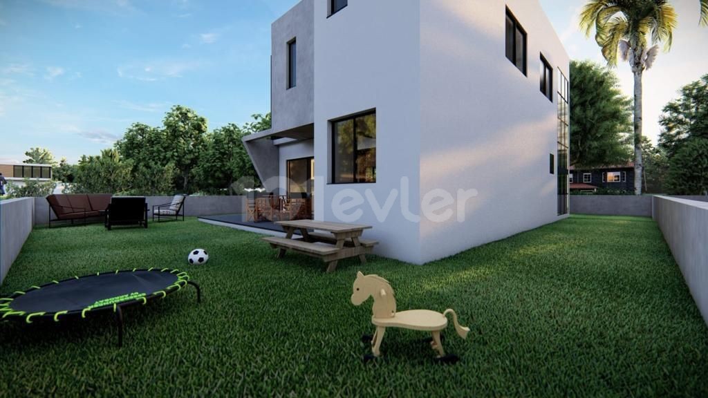 Modern 4+1 villas with Turkish cob in the center of Yenikent. 