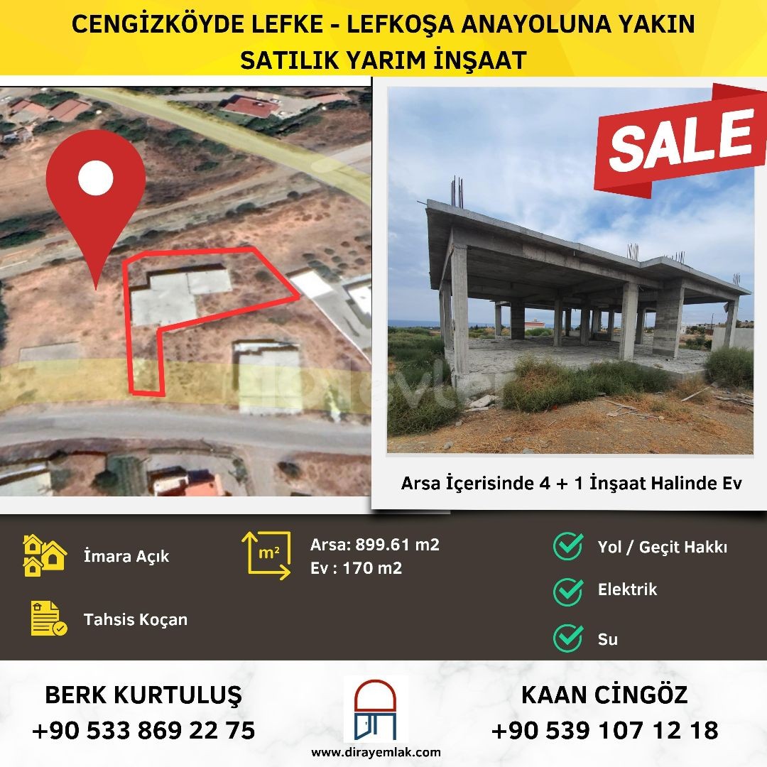 HALF CONSTRUCTION FOR SALE IN CENGİZKÖY CLOSE TO LEFKE-LEFKŞA HIGHWAY