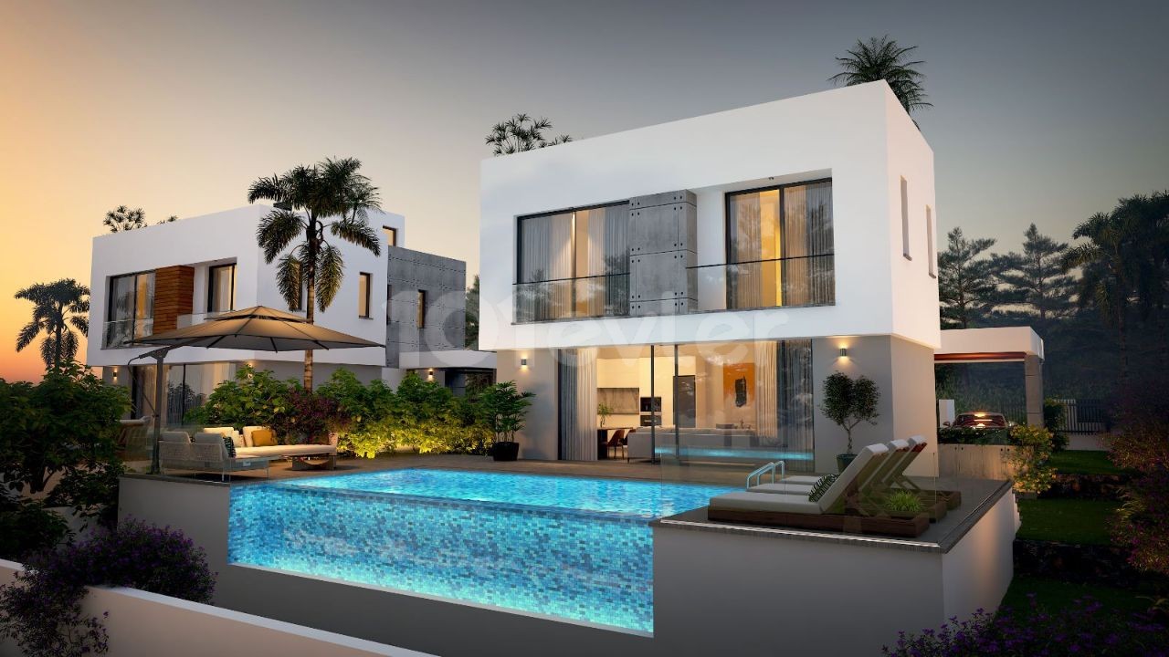 New built 3 bedrooms villa with infinity swimming pool Sea and mountain panoramic views! Turkish title Deeds 