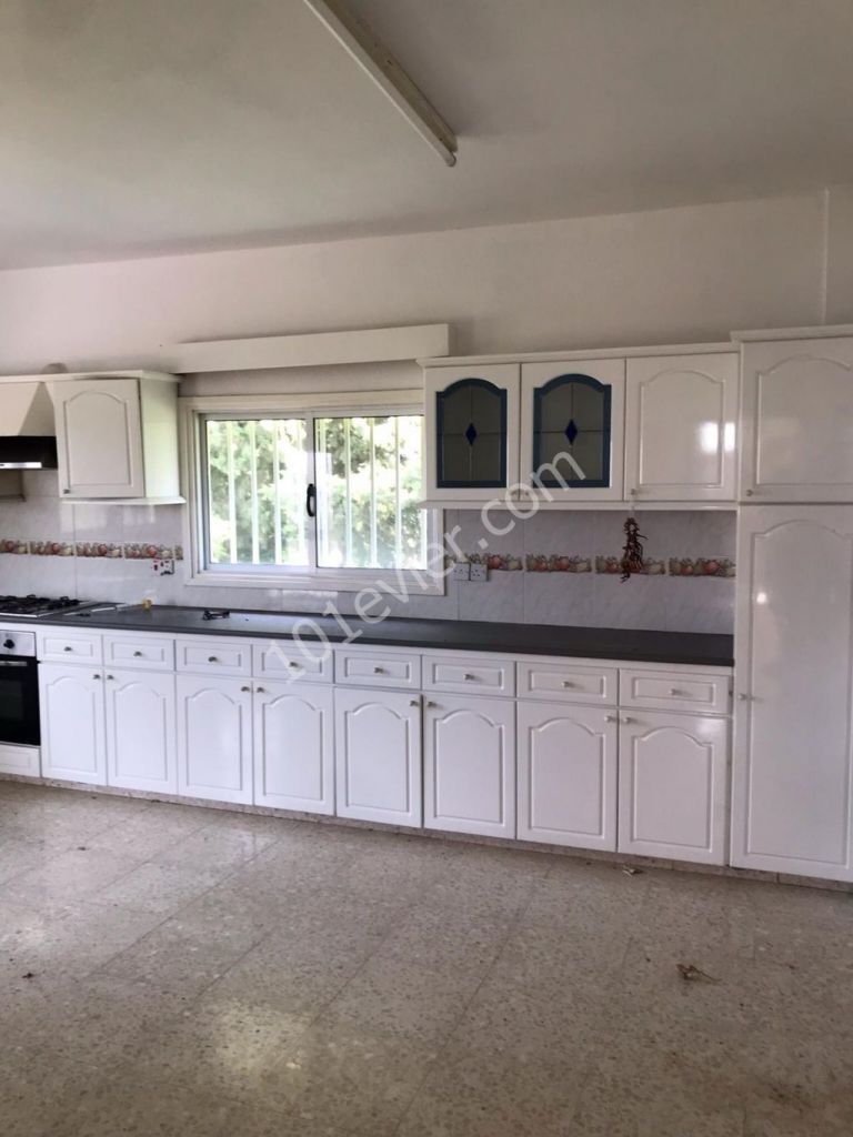 A 3 + 1 villa for rent with a kitchen and a spacious living room with a fireplace overlooking the sea on half an acre of land in Alsancak. 05338445618 ** 