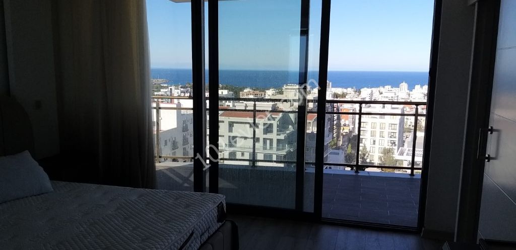 our spacious, spacious apartment with 3 + 1 full modern furniture for rent on the top floor of FEO elegance with this unique view, which offers almost sky-high life in the largest structure of Kyrenia, opens the doors to luxury and high-quality life for you... 05338445618 ** 