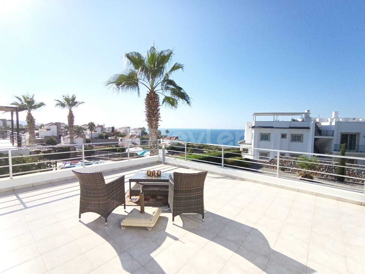 FULLY FURNISHED 3 BEDROOM VILLA WITH POOL & STUNNING SEA VIEW IN KYRENIA BAHCELI !!