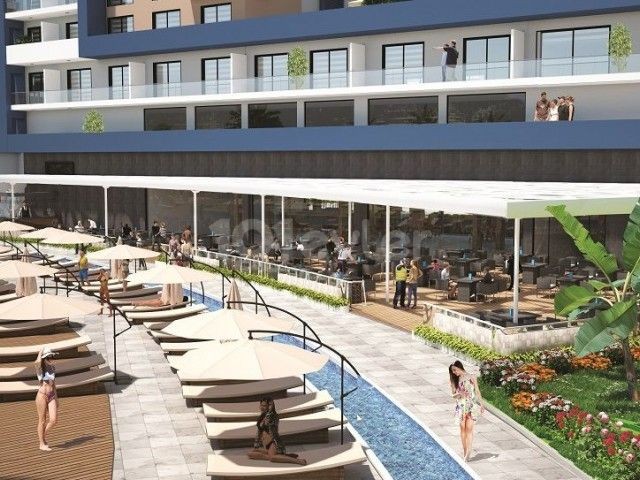 Iskele Long Beach te en yeni projelerden Riverside`da satilik 1+1 deniz manzarali