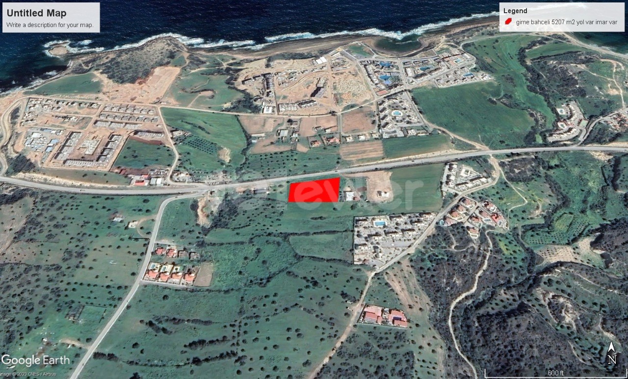 Sea view roadside land for sale in Esentepe Bahçeli area