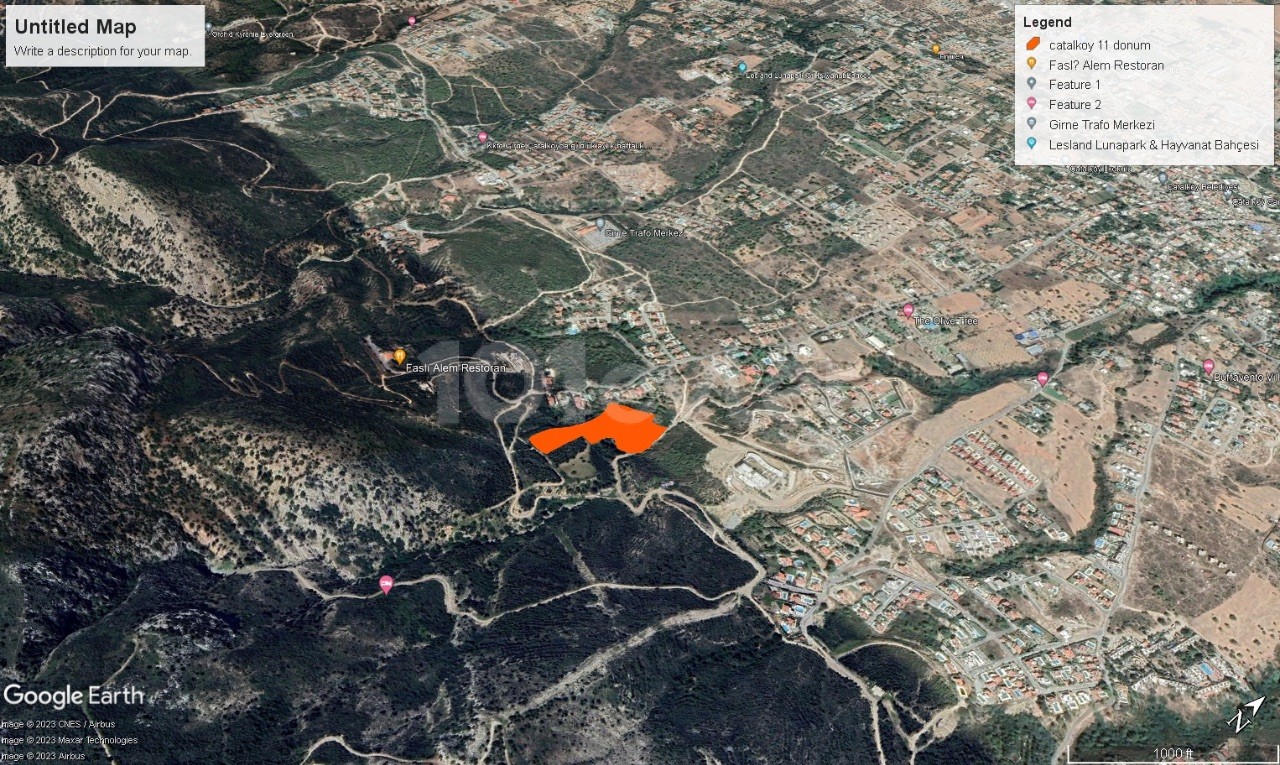 11 acres of land for sale in Kyrenia Çatalköy area