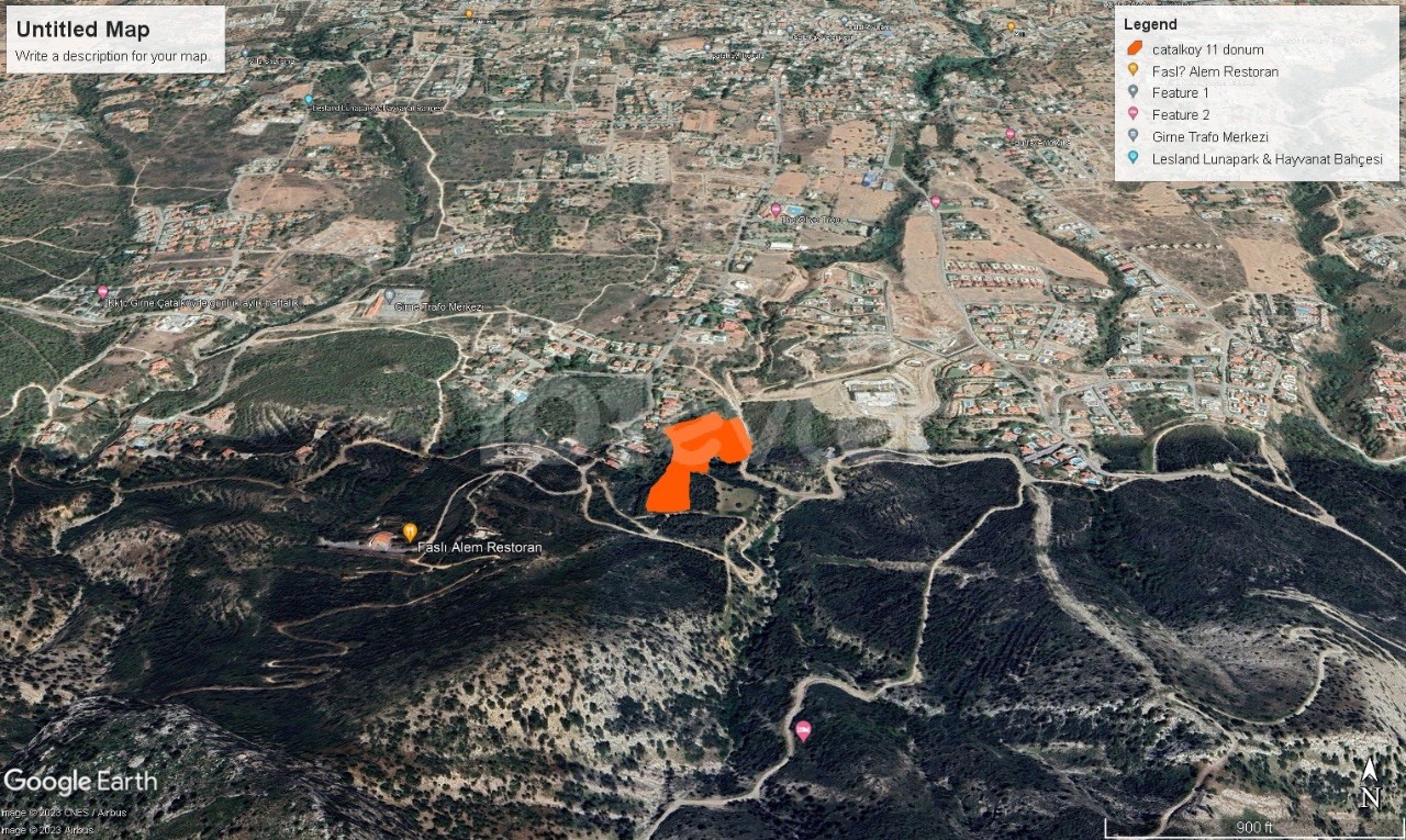 11 acres of land for sale in Kyrenia Çatalköy area