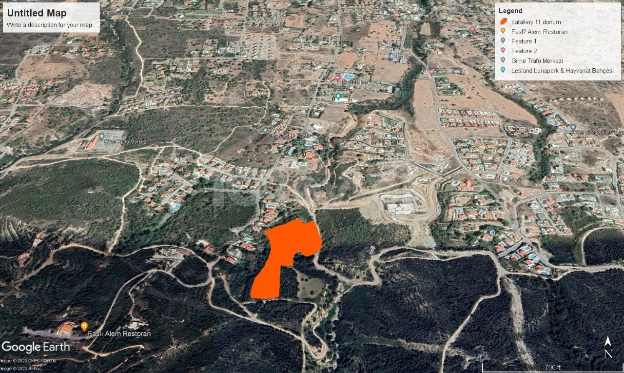 11 acres of land for sale in Kyrenia Çatalköy area