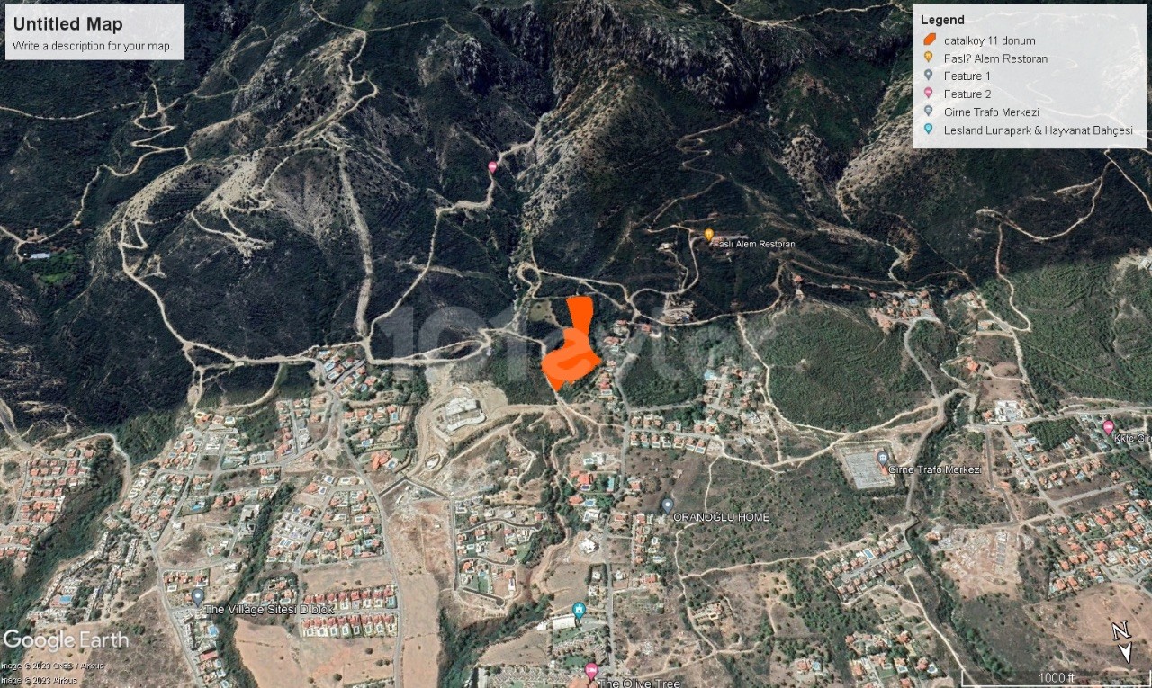 11 acres of land for sale in Kyrenia Çatalköy area