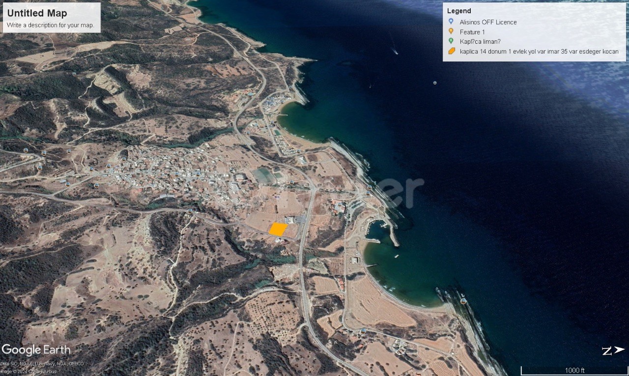 14 decare land for sale with sea view in Iskele Kaplıca