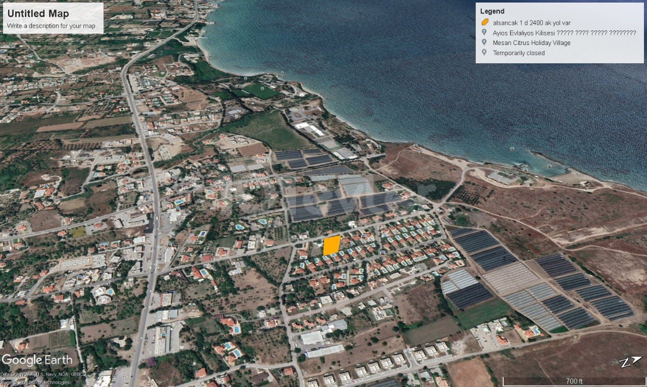 1562m2 land for sale on the sea side of Kyrenia Alsancak