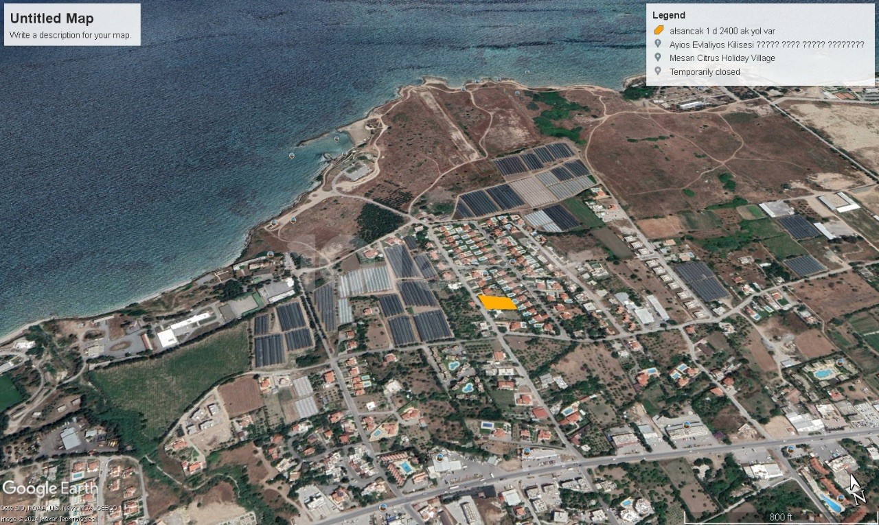 1562m2 land for sale on the sea side of Kyrenia Alsancak
