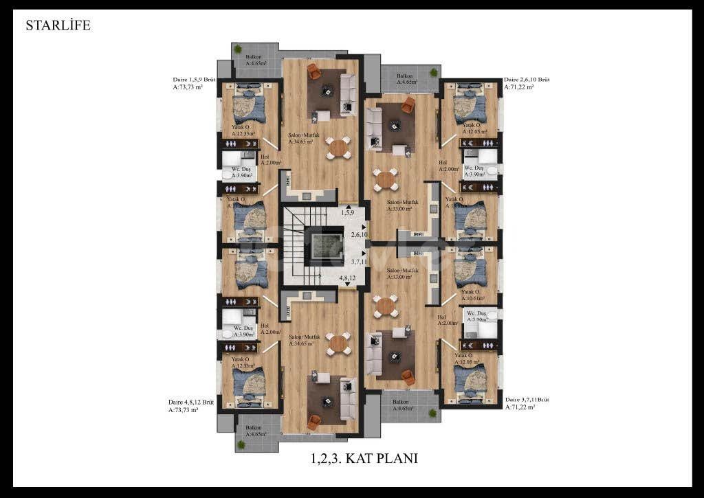 Kıbrıs Girne Merkez'de Satılık 2+1 Modern Tasarımlı Daireler